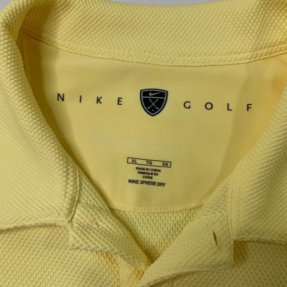 Nike Polo Shirt Mens Extra Large Lemon Sphere Dry Moisture Wick Performance Golf